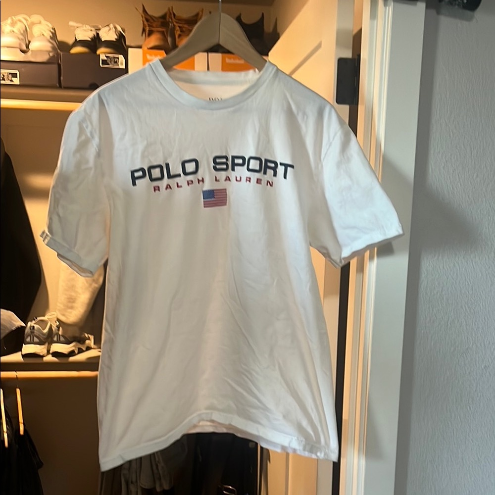 Ralph Lauren Polo Sport White Tee with Flag